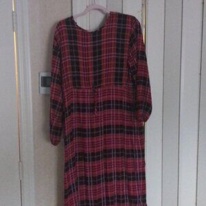Plaid Long-Sleeve Maxi Dress